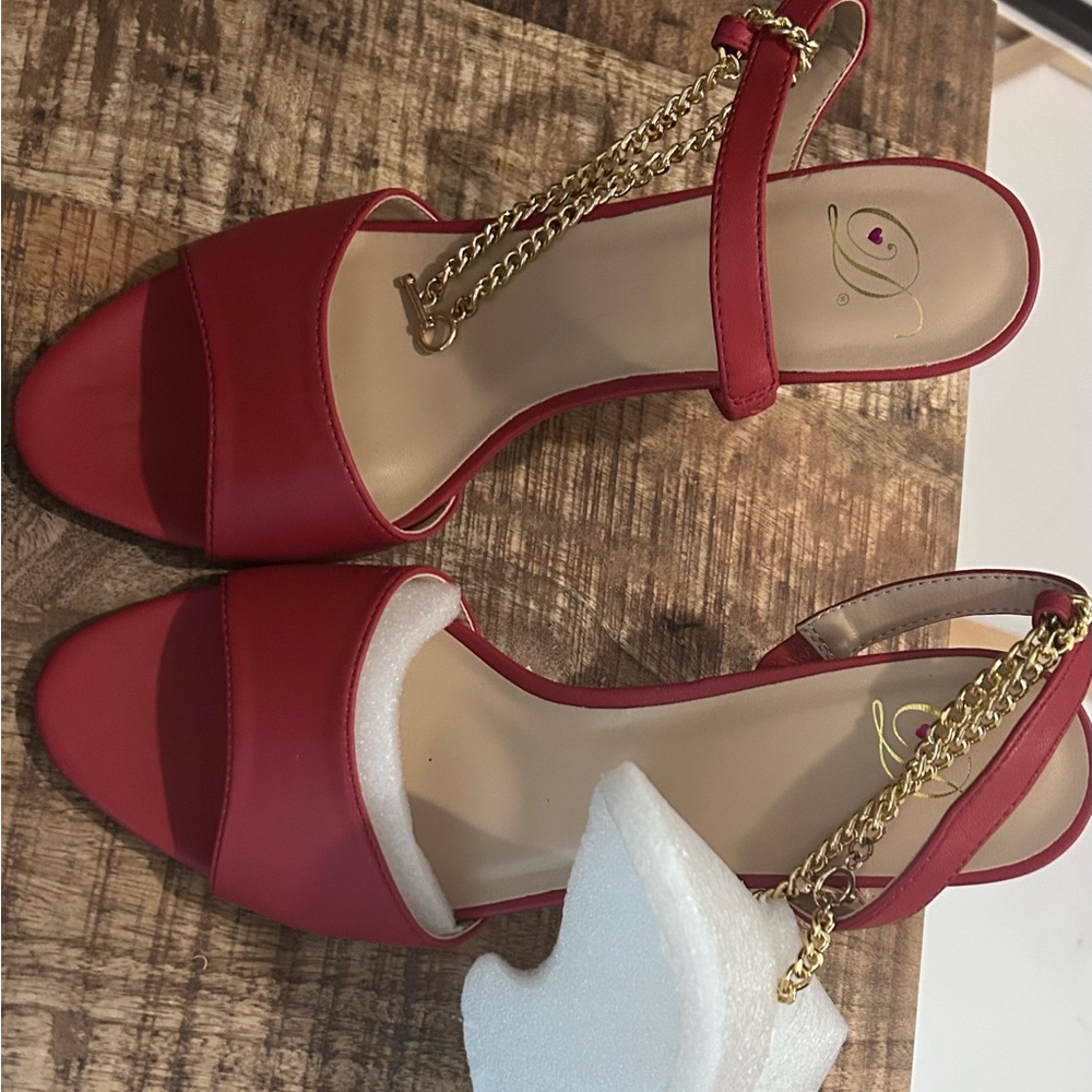 Women’s Red Chain-Sling Sandals